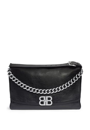 Balenciaga Borsa a spalla con placca logo - Nero