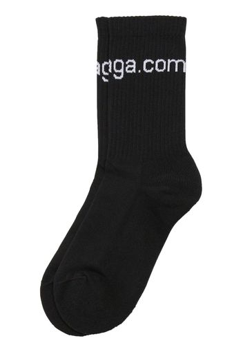 Balenciaga logo-intarsia cotton socks - Nero