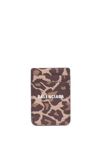 Balenciaga leopard-print magnet cardholder - Marrone