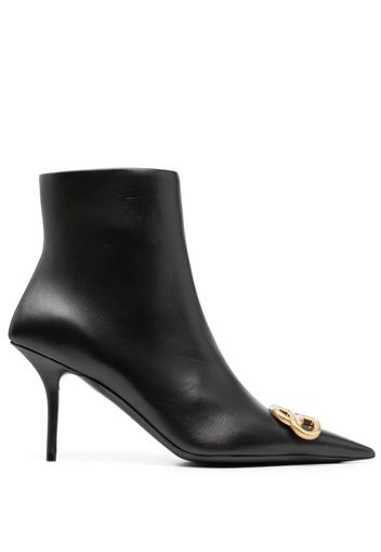 Balenciaga logo-plaque pointed-toe ankle boots - Nero