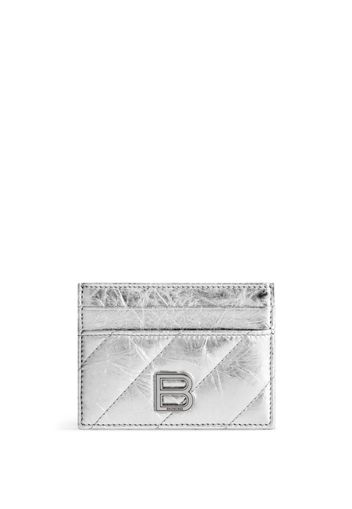 Balenciaga logo-plaque leather cardholder - Argento