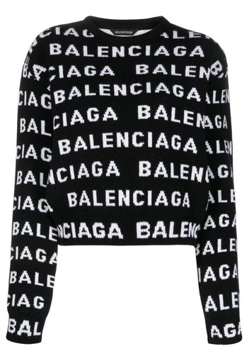 Balenciaga Maglione girocollo con logo - Nero