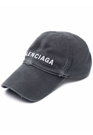 Balenciaga logo-embroidered distressed-effect cap - Grigio