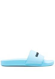 Balenciaga raised-logo slides - Blu