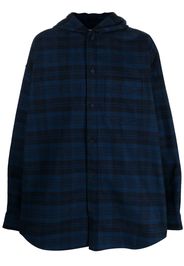 Balenciaga checked hooded shirt coat - Blu