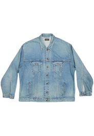 Balenciaga logo-print oversize denim jacket - Blu