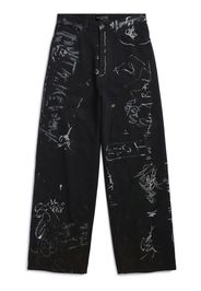 Balenciaga graphic-print wide-leg jeans - Nero