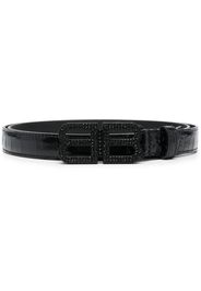 Balenciaga crystal-embellished logo-buckle belt - Nero