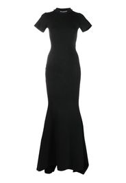 Balenciaga logo-embroidered neckline gown - Nero