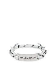 Balenciaga logo-engraved plate bracelet - Bianco