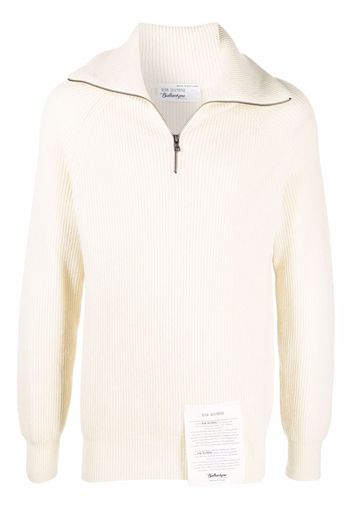 Ballantyne half zip ribbed cashmere jumper - Toni neutri