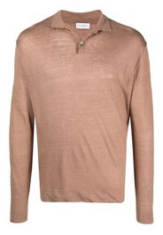 Ballantyne long-sleeve linen knit polo shirt - Marrone