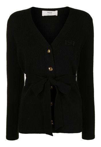 Bally embroidered logo belted cardigan - Nero