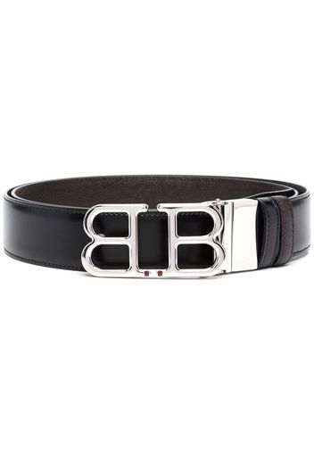 Bally logo-plaque leather belt - Nero