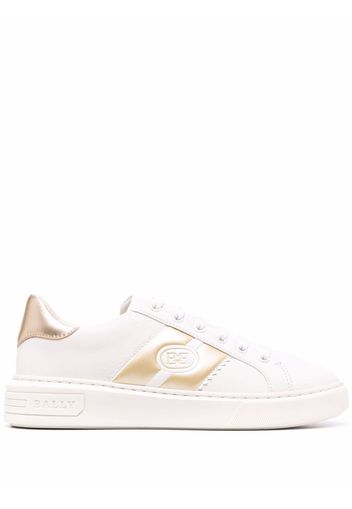 Bally logo-stripe leather trainers - Bianco