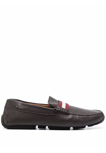 Bally striped-detail leather loafers - Marrone