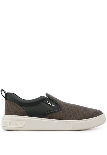 Bally monogram-print slip-on sneakers - Marrone