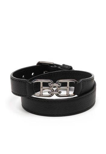 Bally Bracciale in pelle con placca logo - Nero