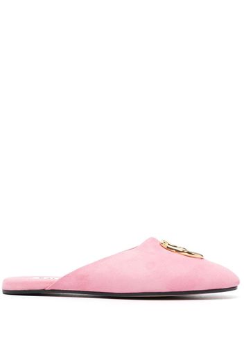 Bally Gylon logo-plaque suede slippers - Rosa