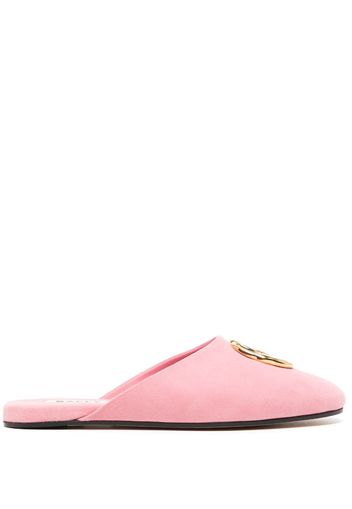 Bally Gylon logo-plaque suede slippers - Rosa