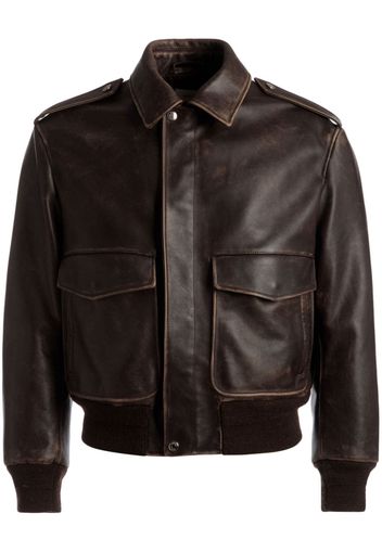Bally cargo-pockets leather bomber jacket - Marrone