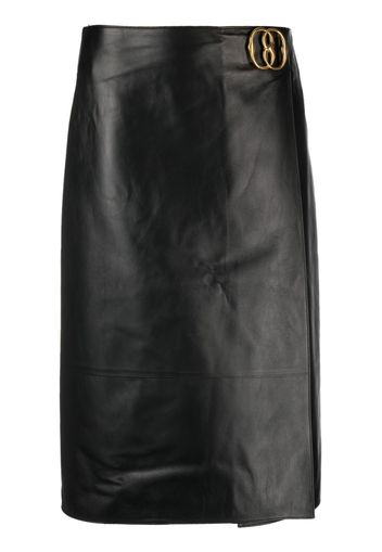 Bally logo-plaque leather skirt - Nero