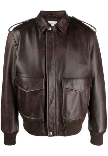 Bally pockets bomber leather jacket - Marrone