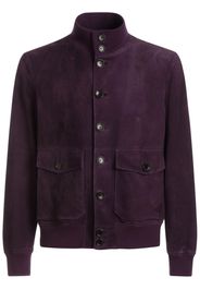 Bally high-neck suede bomber jacket - Viola