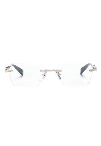 Balmain Eyewear engraved-logo rectangle-frame glasses - Blu