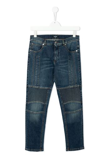 Balmain Kids Jeans slim a vita media - Blu