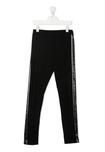 Balmain Kids TEEN logo tape cotton leggings - Nero