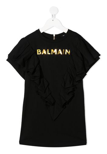 Balmain Kids logo print cotton T-shirt - Nero