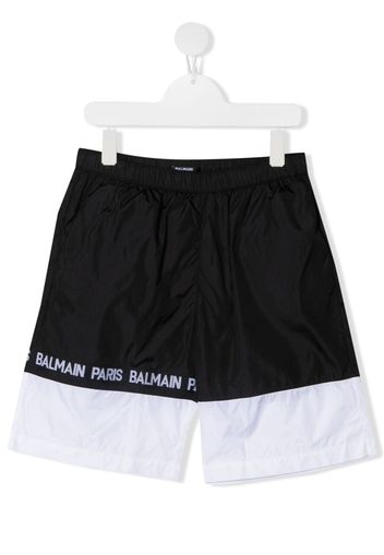 Balmain Kids Costume da bagno con design color-block - Nero