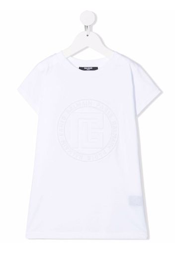 Balmain black Kids logo-embossed T-shirt dress - Bianco