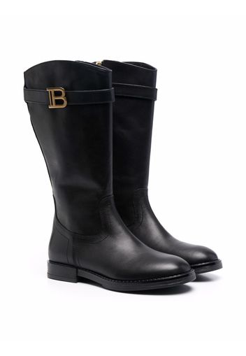 Balmain Kids knee-high leather boots - Nero