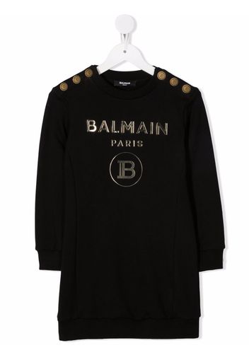 Balmain Kids Abito modello maglione con stampa - Nero