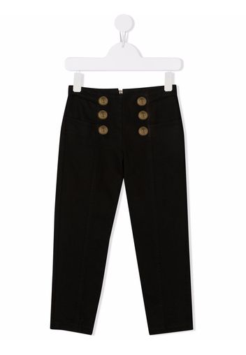 Balmain Kids Pantaloni slim con bottoni goffrati - Nero