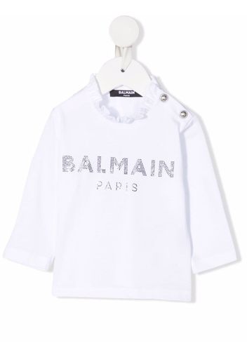 Balmain Kids embellished-logo long-sleeved T-shirt - Bianco