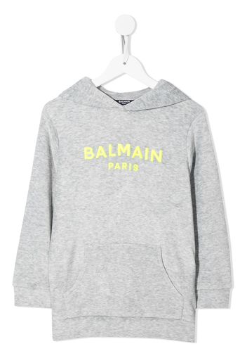 Balmain Kids logo-print pullover hoodie - Grigio