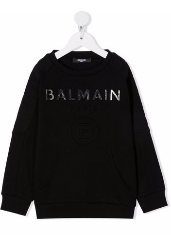 Balmain Kids debossed logo cotton sweatshirt - Nero