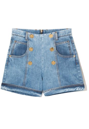 Balmain Kids Shorts denim con decorazione - Blu