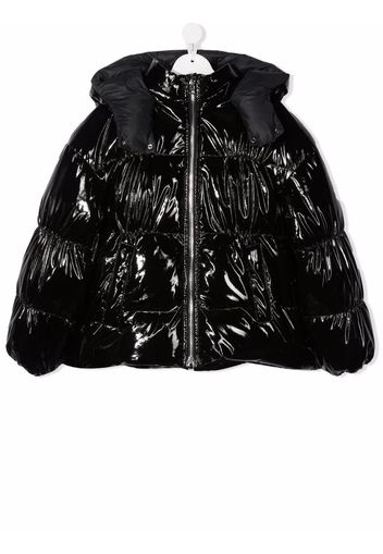 Balmain Kids TEEN hooded padded down coat - Nero