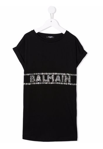 Balmain Kids logo-embellished T-shirt dress - Nero