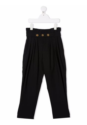 Balmain Kids pleat-detail belted trousers - Nero