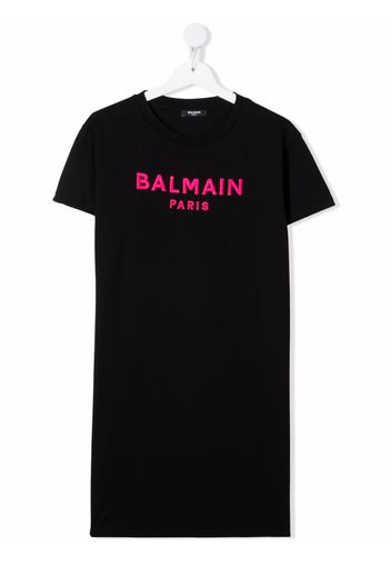 Balmain Kids logo-print T-shirt dress - Nero