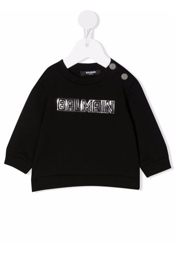 Balmain Kids metallic logo-print sweatshirt - Nero