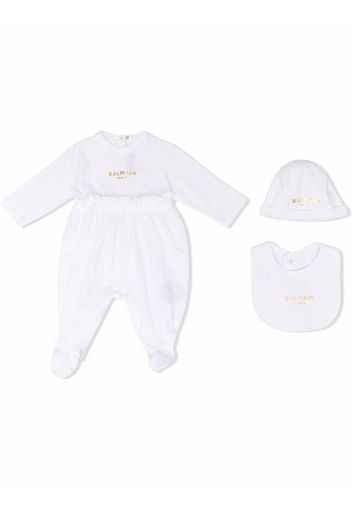 Balmain Kids logo-print babygrow set - Bianco