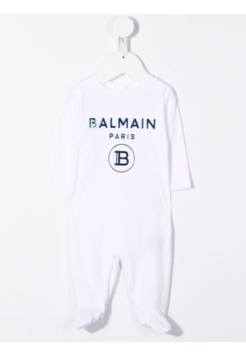 Balmain Kids logo-print cotton babygrow - Bianco