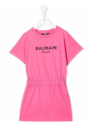 Balmain Kids logo-print cotton dress - Rosa