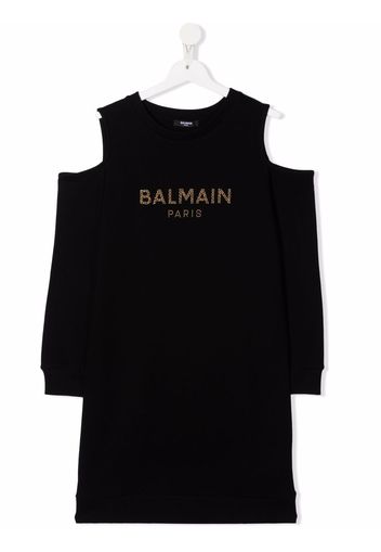 Balmain Kids TEEN cold-shoulder cotton dress - Nero